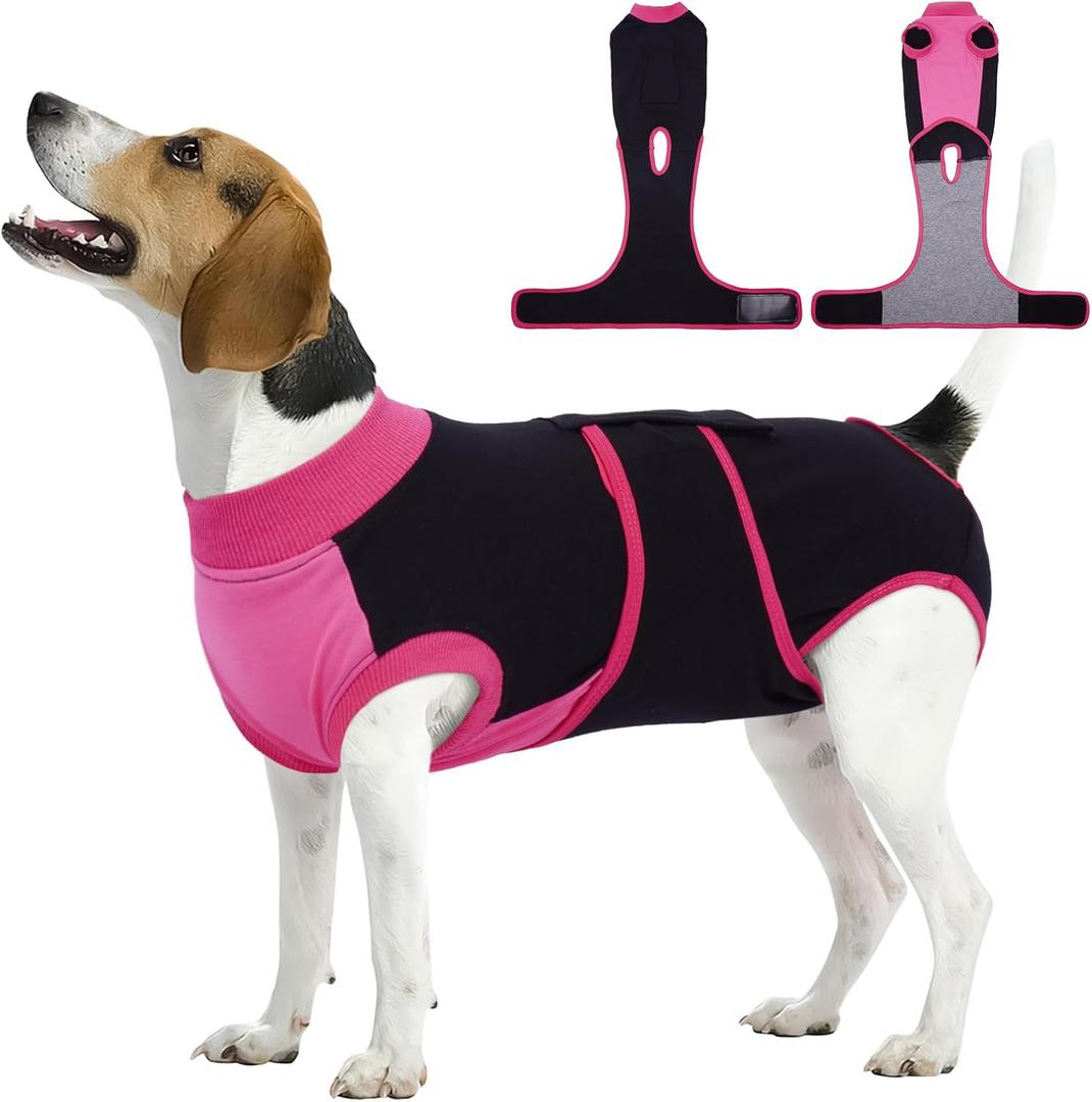 Kuoser Recovery Suit for Dogs After Surgery, Soft Dog Surgery Suit Female Male, Breathable Pet Surgical Recovery Shirt, Anti Licking Dog Onesie for Abdominal Wounds Cone Alternatives, Black M