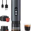 AMZCHEF Portable Coffee Maker Rechargeable w/ 9000mAh Battery, 2-in-1 Travel Espresso Maker for Ground/NS Capsules, Car Espresso Machine Self-Heating for Camping, RV, Hiking, Office, Aluminum