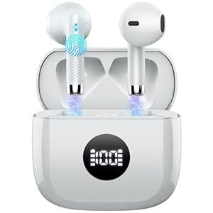 Wireless Earbuds, Bluetooth 5.4 Ear Buds LED Power Display Headphones Bass Stereo, Bluetooth Earbuds in-Ear Noise Cancelling Mic, 40H Playback Mini Case IP7 Waterproof Sports Earphones for Android iOS (Black)