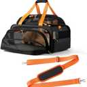 18x13.5x9 TSA Approved top and 1 Side Expandable pet Carrier for Small Dog Puppy cat up to 8 lbs Weight, for Spirit Southwest Airlines with Double Zipper Locks and 2 Pockets. (black)