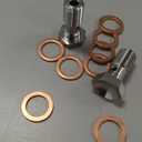 X AUTOHAUX 2pcs Stainless Steel AN4 7/16-20 Thread Brake Line Banjo Bolt with Copper Washers Single Banjo Bolt 25mm Length