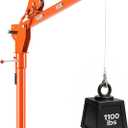 VEVOR Truck Crane, 1100 lbs Manual Pickup Truck Crane with Hand Winch, 360 Rotating Telescopic Boom, Premium Galvanized Steel, Foldable Pickup Bed Jib for Machine Lumber Attic Heavy Load Lifting