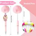 Furry Beadable Pens Bulk 22 Pcs Fancy Ballpoint Cool Beaded Pen for Women DIY Focal Beads Cute for Teen Girls Gifts Christmas Stockings Stuffers