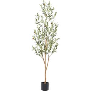 Bellacat Faux Olive Tree 5ftOlive Trees Artificial Indoor with Natural Wood Trunk and Realistic Leaves and Fruits. 5 Feet(60in) Fake Olive Tree for Home House Office Dcor.