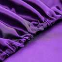 Homiest 4pcs RV Short Queen Satin Sheets Set Luxury Silky Satin Bedding Set with 10" Deep Pocket, Camper Queen Sheets, 1 Fitted Sheet + 1 Flat Sheet + 2 Pillowcases (RV Short Queen, Purple)