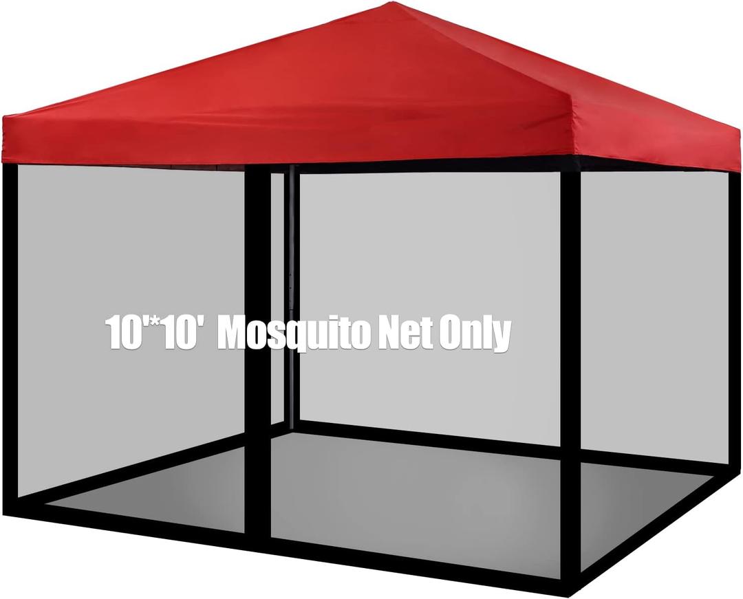 Mosquito Net with Zipper for Outdoor Camping Mosquito Net DIY Canopy Screen Wall Outdoor Mosquito Net for 10 x 10 Patio Gazebo and Tent (Black)
