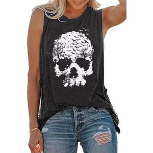 Halloween T-Shirt for Women Vintage Graphic Short Sleeve Shirts Cute Autumn Vacation Casual Tops (Small, Gray)