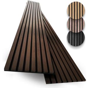 2-Pack Acoustic Wood Slat Panels - Soundproof Wall Paneling for Interior Decor (2pcs - 94.5x12.6 inches, Dark Walnut)