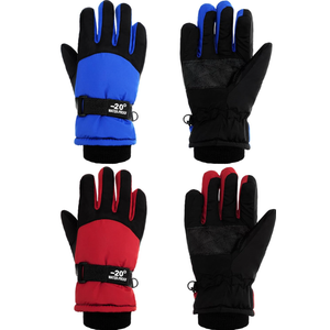 SATINIOR 2 Pairs Kids Waterproof Winter Snow Gloves Ski Gloves for Boy Girl Outdoor Warm Thickening Snowboar, Color Red and Blue, 6-10 Years