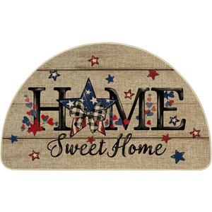 Artoid Mode America Stars 4th of July Semicircular Doormat, Patriotic Memorial Day Home Decor Low-Profile Switch Rug Door Mat Floor Mat for Indoor Outdoor 17x29 Inch