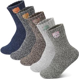 5 Pairs Winter Wool Socks Thick Soft for Women, Vintage Winter Warm Womens Boot Sock Gifts (Calm Color)