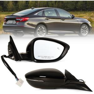 Right Passenger side Mirror Fits 2018-2022 Honda Accord With Power Glass, Heated, Blind Spot Detection,Turn Signal and Manual Folding Match to Crystal Black Pearl Replace HO1321330 8Pins