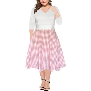 BEDOAR Women's Elegant Lace Embroidery Plus Size Flared A-Line Swing Casual Party Cocktail Dresses with Pockets, Size 20