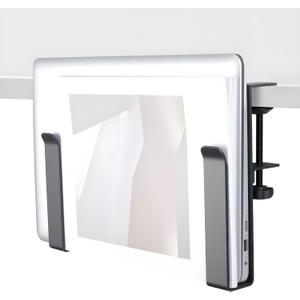 LUKETURE Adjustable Side Laptop Mount, No Drill Laptop Holder, Under Desk Storage, Clamp-On Laptops Stands, Desk Side Mount for Laptops, Mac mini, Keyboard with Anti-Scratch Silicone