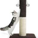 Made4Pets Tall Cat Scratching Post, Heavy Duty and Thicker Scratching Posts for Indoor Cats Adults, 33" Natural Sisal Cat Scratcher with Hanging Balls, Sturdy Base Cat Scratch Post, Brown