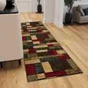 Ottomanson Hallway Runner Rug 2'7" x 9'6" Non Slip Boxes Area Rugs Easy to Clean Laundry Rug Runner Durable & Pet Friendly Floor Carpet Runners for Hallways Entryway Living Room Kitchen, Multicolor