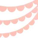 VitalCozy 2 Pcs Felt Peach Color Scallop Pennant Banner 13 feet Party Garland Including Excess Cord Happy Birthday Baby Shower Wedding Nursery Classroom Decorations