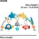 Baby Stroller Arch Toy for Infant & Toddler 0-6 Months, Musical Travel Car Seat Toys W/ Teether, Adjustable Mobile Arm for Crib, Bassinet, Pram, Bjorn Bounce Bar Activity Hanging Accessory 6-12(Sea)