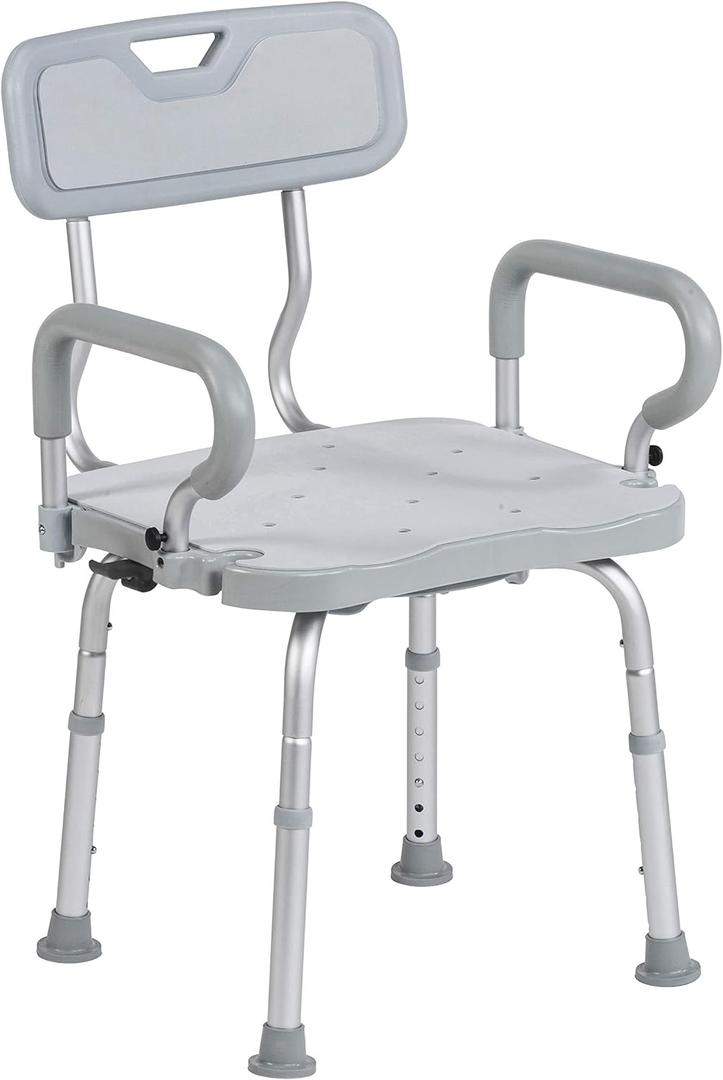 Drive Medical PreserveTech 360-Degree Swivel Shower Chair with Arms & Back, Grey