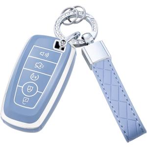 Key Fob Cover with Keychain for Ford Explorer Fusion Escape Edge Expedition F150 F250 F350 F450 F550 Maverick (Black)