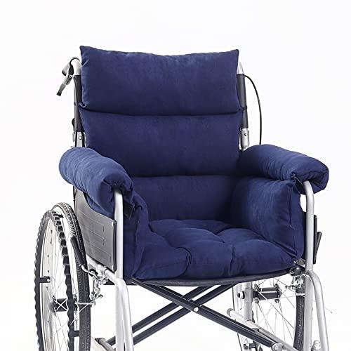 Wheelchair Cushions, Pressure Pain Relief Accessories with Armrest Covers, Supports Coccyx & Back, Non-Slip, Fits Wheelchair with 16'' Length Armrest (Navy)