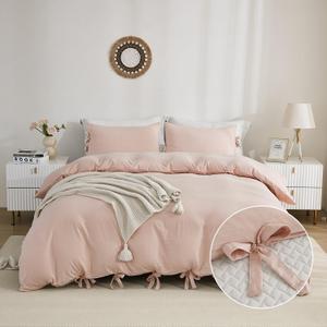 annadaif Pink Duvet Cover Queen (90x90 Inch), 3 Pieces (1 Duvet Cover, 2 Pillowcases) Soft Washed Microfiber Bowknot Bow Tie Duvet Cover Set, Easy Care Bedding Set for Men, Women annadaif Pink Duvet Cover Queen (90x90 Inch), 3 Pieces (1 Duvet Cover, 2 Pillowcases) Soft Washed Microfiber Bowknot Bow Tie Duvet Cover Set, Easy Care Bedding Set for Men, Women