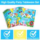Sunmmer Swimming Pool Party Supplies Tableware Set - Tropical Beach Decorations Include Plates, Napkins, Cups, Cutlery, for Hawaiian Beach Theme Party Supplies | Serves 24