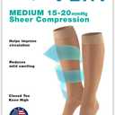 NuVein Sheer Compression Stockings, 15-20 mmHg Support, Women's Medium Denier Nylons, Knee High, Closed Toe, Blue, 2X-Large