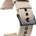 BINLUN Canvas Watch Bands Quick Release Sail Cloth Watch Straps Replacement 18mm 20mm 22mm 24mm Cotton Fabric Watchband for Men and Women with Silver/Black Buckle