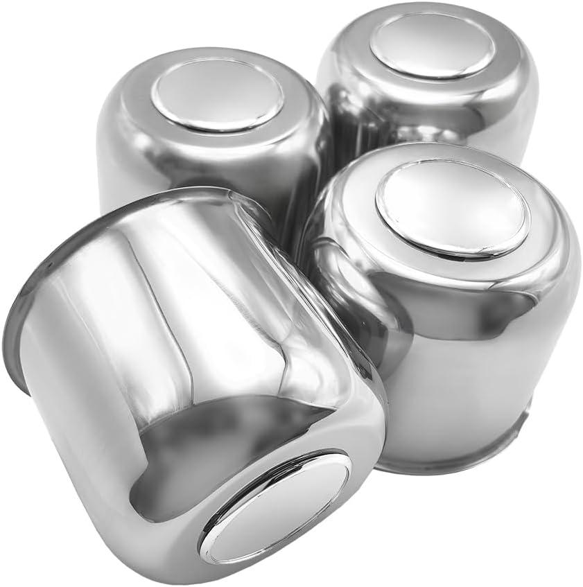 4Pcs 4.25in Trailer Wheel Center Caps Push Through 4.25" Top 3.62" Removable Hub Cap for Truck SUV RV Wheel Rim (4, Chrome, 4.25" OD 3.62" H)