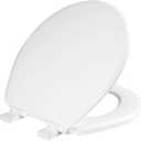 Bemis Ashland Modern Wood Toilet Seat with Decorative Edge, Slow Close, Secure Hinges, Made in USA, Round, White