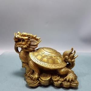Brass Dragon Turtle Statue Chinese Feng Shui Dragon Turtle Fortune Fortune Home Decoration Good Luck, 16*12*13cm1.1kg (9*)