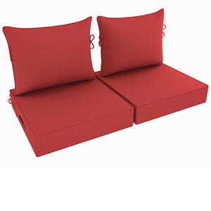 PZDJUMO Outdoor Chair Cushion, 24 x 24 Inch Waterproof Deep Seat Patio Cushions Set of 2, Loveseat Cushions for Outdoor Furniture, 4" Thick Patio Furniture Cushion with Handle Straps, Red