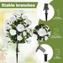 Lunmon 2 Pack 3ft Artificial Camellia Plants Tree 36" Faux Camellia Flower with Spike UV Resistant Realistic Fake Floral Blooming Bush for Indoor Outdoor Front Door Porch Backyard Garden, White