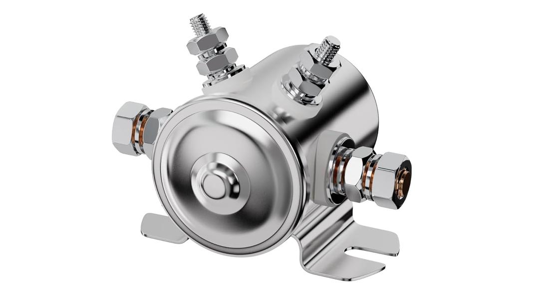 12Volt Solenoid Nickel-Plating 4 Terminal Max 200A for Golf Carts, Winch, Marine 12VDC SPST Solenoid Relay