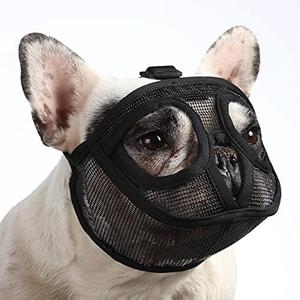 BARKLESS Short Snout Dog Muzzle, Breathable Mesh Flat Faced Muzzle for French Bulldog Shih Tzu and Pug, Mask Bulldog Mouth Cover for Biting Chewing Licking