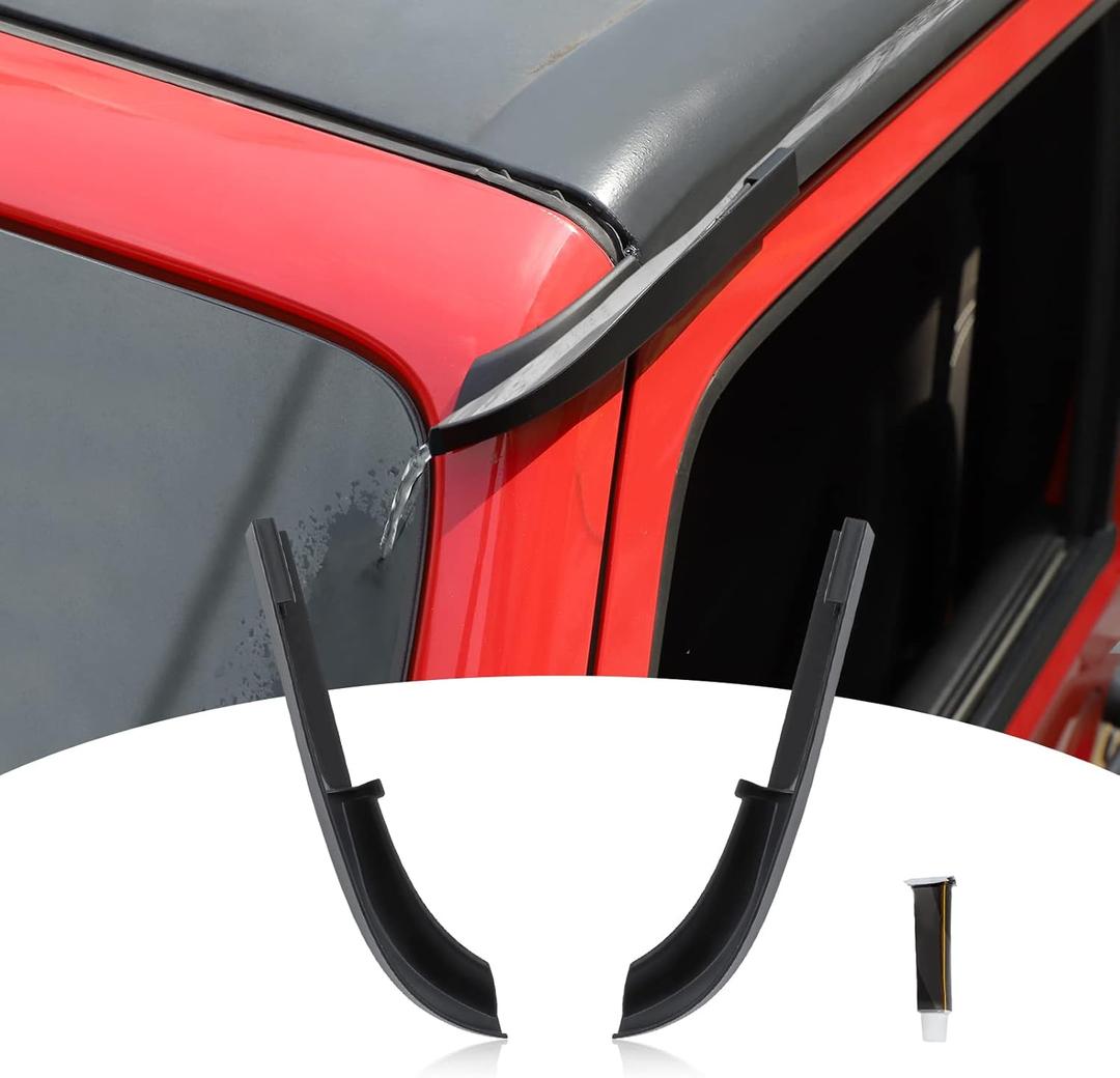 JeCar JK Hardtop Rain Gutter Extension Drip Rail Rain Diverter Exterior Accessories for Jeep Wrangler 2011-2018 JK JKU, Upgrade Version