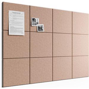 Bumusty Large Cork Board 48" x 36" Alternative - 12 Pack Felt Wall Tiles with 70 Safe Removable Adhesive Tabs, 30 Pushpins, Cork Boards for Walls Pin Board Bulletin Board Office Decor (Terracotta)