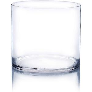 WGV Cylinder Vase, Width 6", Height 6", Clear Glass Container Terrarium Candle Holder for Wedding Centerpiece, Party Event, Home Office Decor, 1 Piece