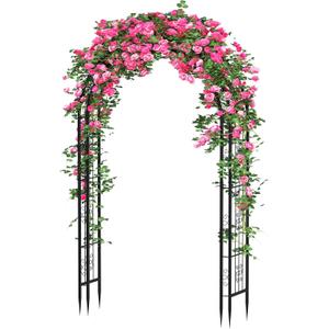 Arbuxzuy 7 ft Steel Garden Arch Trellis, 88 Inch Tall Outdoor Arbor for Climbing Plants, Sturdy Decorative Wire Lattice for Lawn, Yard & Wedding(Black) Medium 