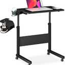 Klvied Small Standing Desk Adjustable Height, Portable Treadmill Desk, Mobile Table Ideal for Laptops and Tablets, Black, 23.6 inches x 15.9 inches x 37.2 inches