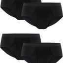 Huata Men's Underwear Briefs Soft Cotton Classic 4 Pack Panties (Black, S)