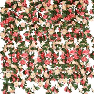 Fake Rose Vine Flowers Plants, 10 Pack, one pack is 84 in