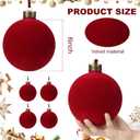 9 PCS Christmas Velvet Balls Flocked Xmas Tree Ball Ornaments Christmas Large Ball Set Xmas Tree Hanging Decoration 4 Inch, 6 Inch (Red, 6inch)
