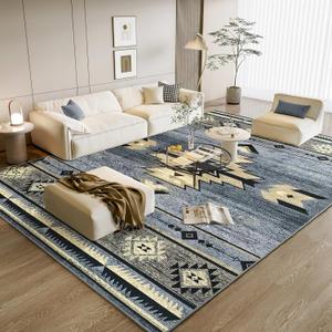 Western Rugs for Living Room, Non Slip Extra Large Rugs for Bedroom Dining Table Kitchen, Washable Aesthetic Area Rug for Home Decor, 8ft x 10ft, Grey