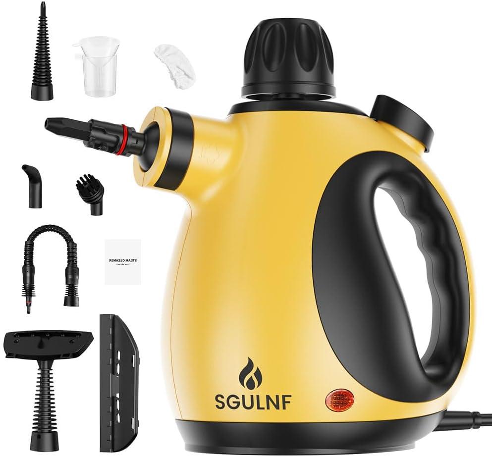 Handheld Steam Cleaner, Pressurized Steam Cleaner, Multi-Purpose Powerful Home Use Steamer for Cleaning, Car, Bathroom, Shower, Upholstery (Yellow2.01)