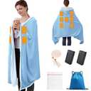 Wearable Heated Blanket with 2 20000mAh Power Banks, 11 Heating Zones, 3 Heat Levels, Timer, USB Powered, Machine Washable, for Camping, Office, Travel, Home Use (Snowy Blue)