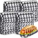 Yinkin 300 Pcs Paper Hot Dog Trays Valentine's Day 6 Inch Food Trays Concession Stand Supplies Disposable Hot Dog Holder Paper Hotdog Boats Rectangular Liners for Christmas Party