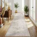 HAOYUNLAI 3x12 Hallways Runner Rugs: Soft Kitchen Rug Non-Slip Floor Mat with Rubber Backing Washable Non Shedding Soft Beside Carpet for Bedroom Abstract Home Decor Rug Runner(3x12,Beige/Cream