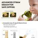 Joypony Baby Sippy Cups 6-12 Months, Spill Proof Weighted Straw Cup with Handle for Toddlers 1-3, 2 Silicone Straws, PPSU, BPA Free, 6 oz (Green)